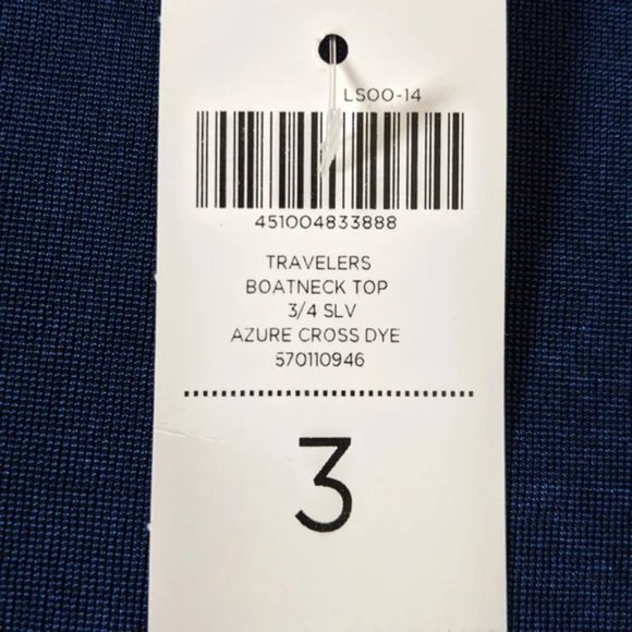 Chico's Travelers 3/4 Sleeve Square Neck Top, Navy Blue, XL - Picture 9 of 9